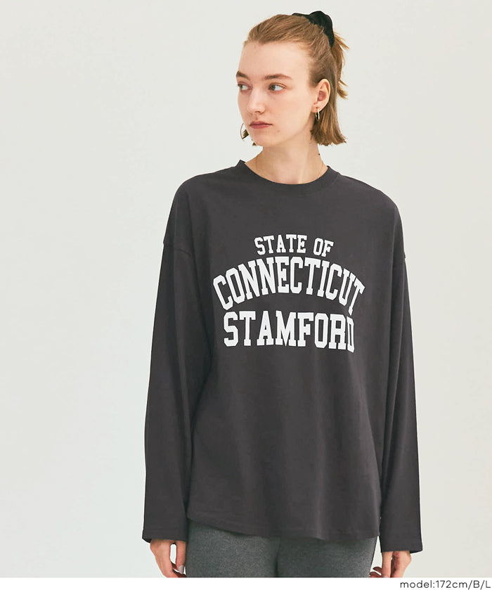 LOGO圓弧下擺長袖T恤