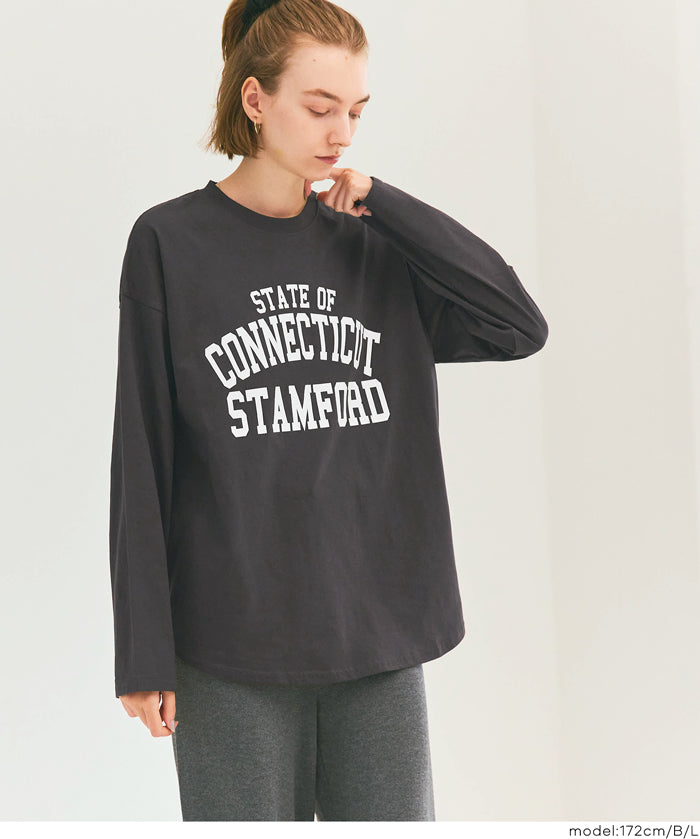 LOGO圓弧下擺長袖T恤