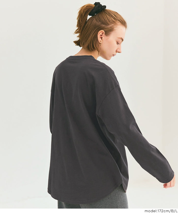 LOGO圓弧下擺長袖T恤