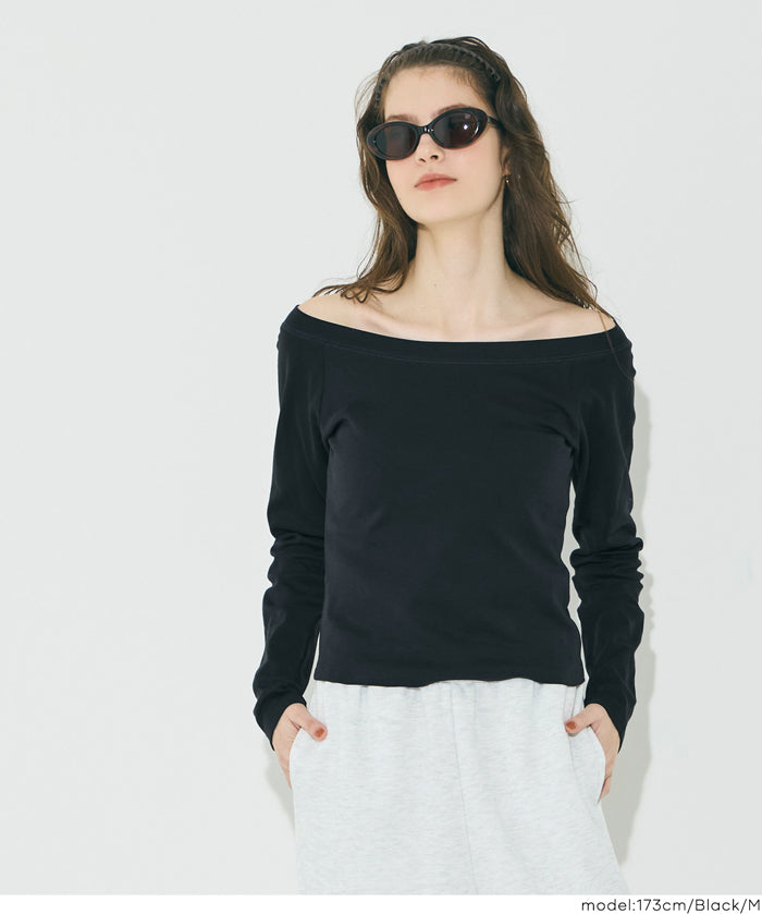 絲滑棉質一字領T恤