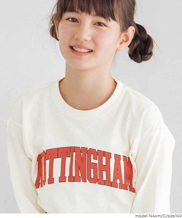 童裝 LOGO圓弧下擺長袖T恤