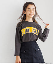 童裝 LOGO圓弧下擺長袖T恤