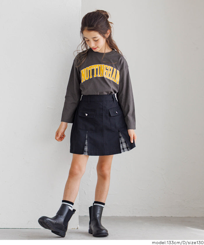 童裝 LOGO圓弧下擺長袖T恤