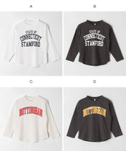 童裝 LOGO圓弧下擺長袖T恤