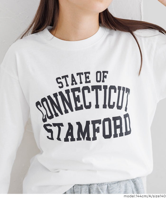 童裝 LOGO圓弧下擺長袖T恤