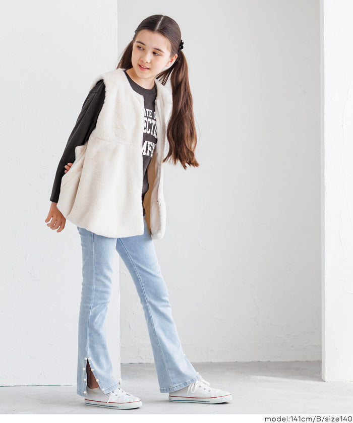 童裝 LOGO圓弧下擺長袖T恤