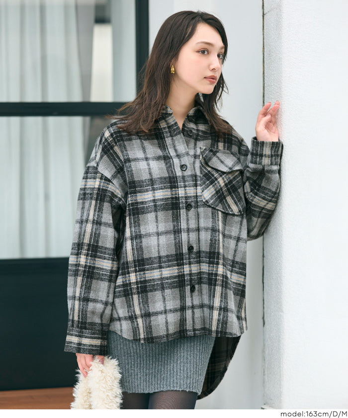 可水洗 厚實磨毛格紋外套