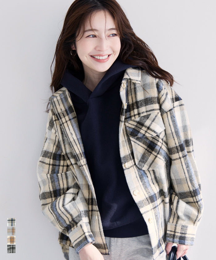 可水洗 厚實磨毛格紋外套