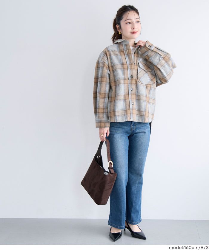 可水洗 厚實磨毛格紋外套