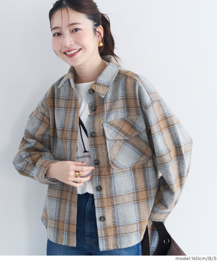 可水洗 厚實磨毛格紋外套