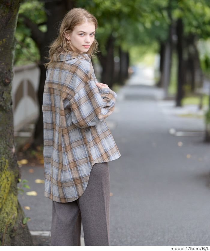 可水洗 厚實磨毛格紋外套