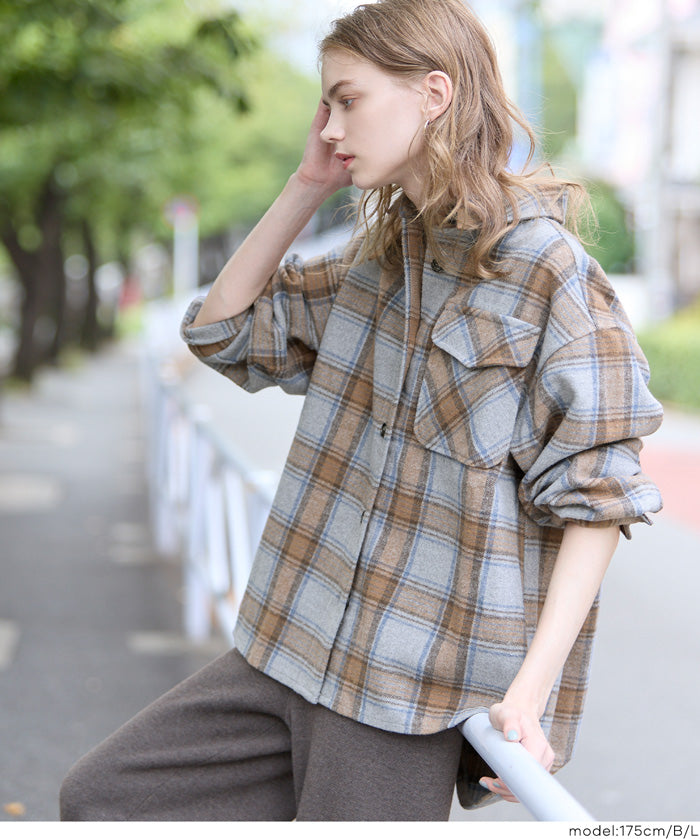 可水洗格紋外套