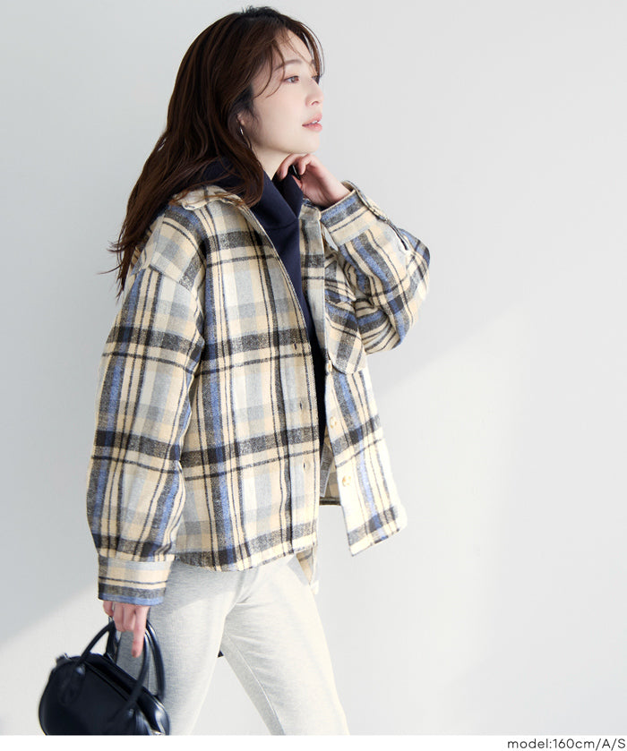 可水洗 厚實磨毛格紋外套