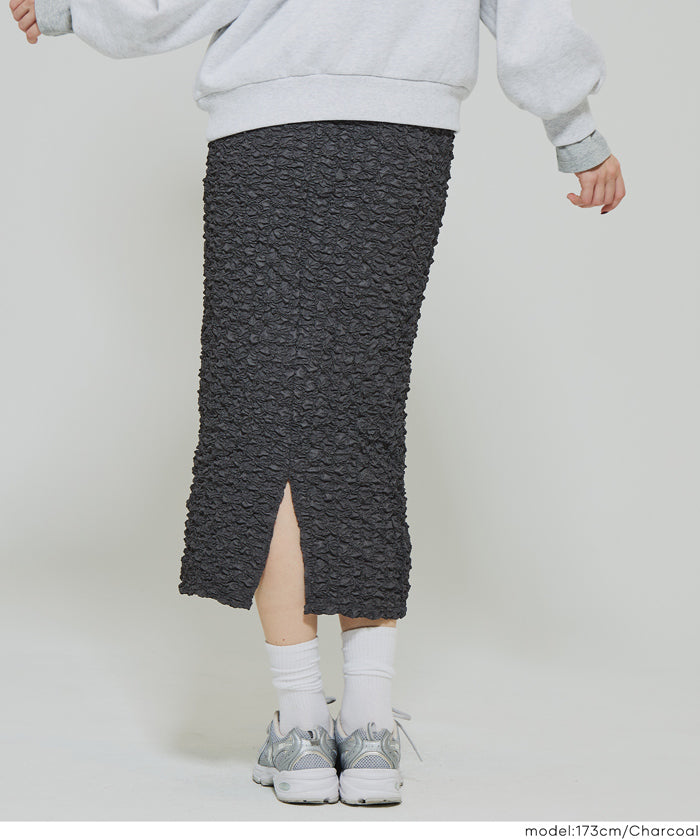 設計感皺褶質感直筒半裙