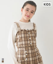 童裝 愛心鈕扣格紋吊帶背心