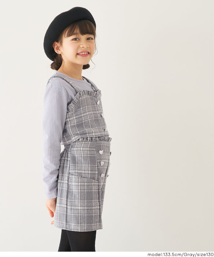 童裝 愛心鈕扣格紋吊帶背心