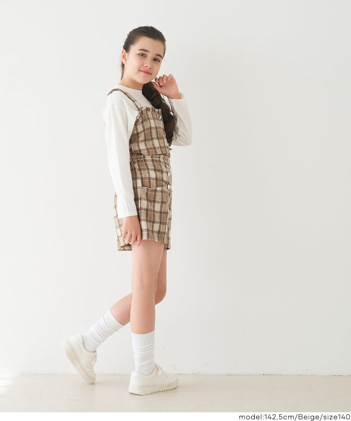 童裝 愛心鈕扣格紋吊帶背心