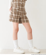 童裝 愛心鈕扣格紋短褲