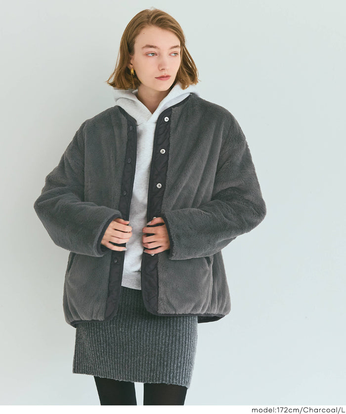 可水洗雙面穿鋪棉菱格外套