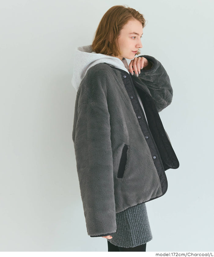 可水洗雙面穿鋪棉菱格外套