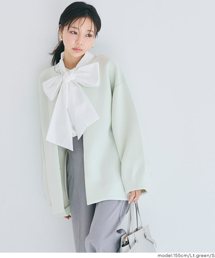 彈性太空棉無領大衣