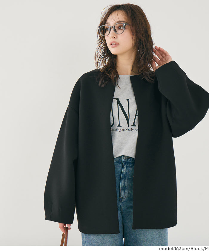 彈性太空棉無領大衣