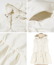 可水洗 連帽荷葉中棉背心