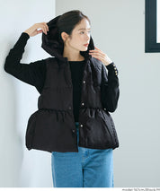 可水洗 連帽荷葉中棉背心