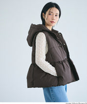 可水洗 連帽荷葉中棉背心