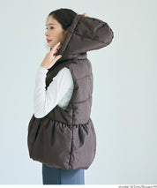 可水洗 連帽荷葉中棉背心