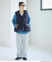 可水洗 連帽荷葉中棉背心