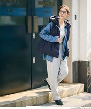 可水洗 連帽荷葉中棉背心