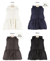 可水洗 連帽荷葉中棉背心