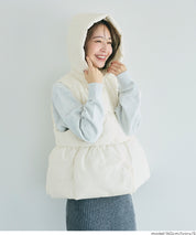 可水洗 連帽荷葉中棉背心