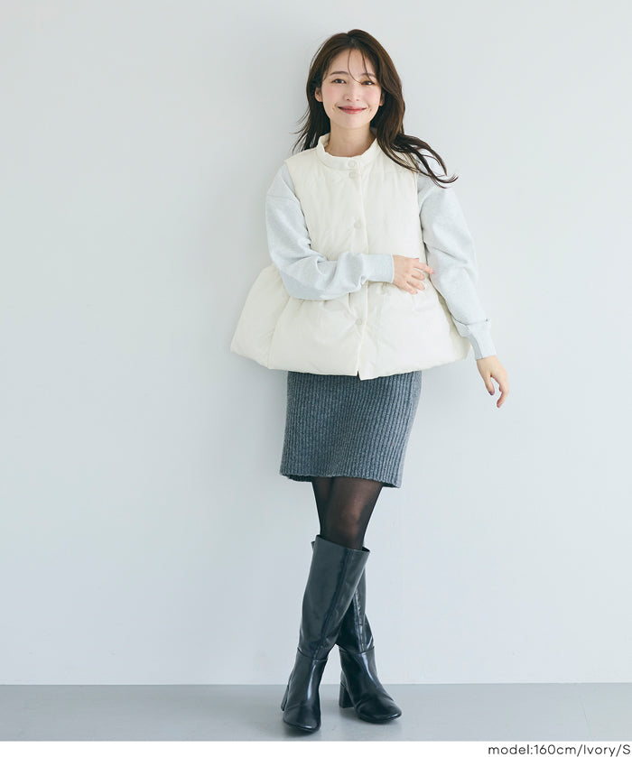 可水洗 連帽荷葉中棉背心