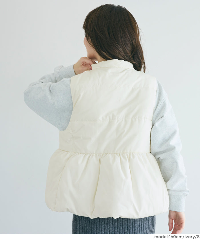 可水洗 連帽荷葉中棉背心