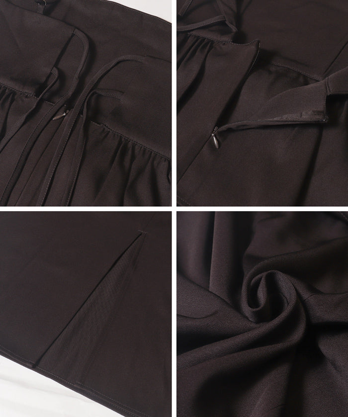 斜紋荷葉邊吊帶洋裝