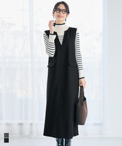 羊毛感斜紋背心裙