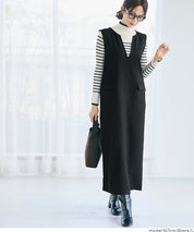 羊毛感斜紋背心裙