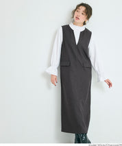 羊毛感斜紋背心裙