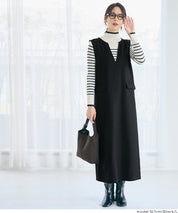 羊毛感斜紋背心裙