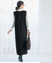 羊毛感斜紋背心裙