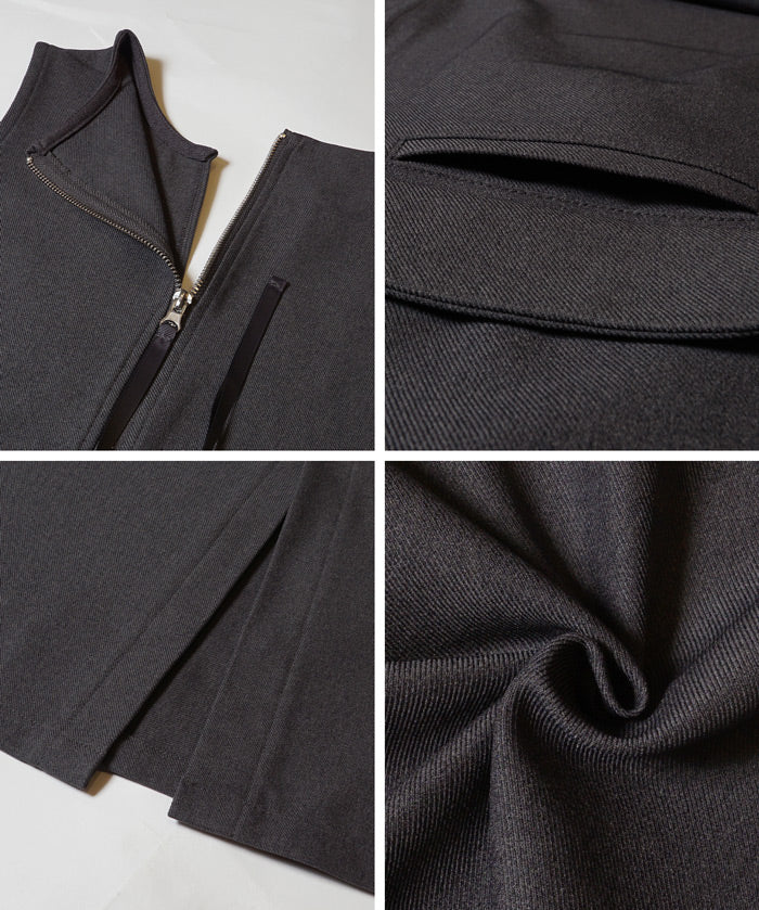 羊毛感斜紋背心裙