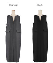 羊毛感斜紋背心裙