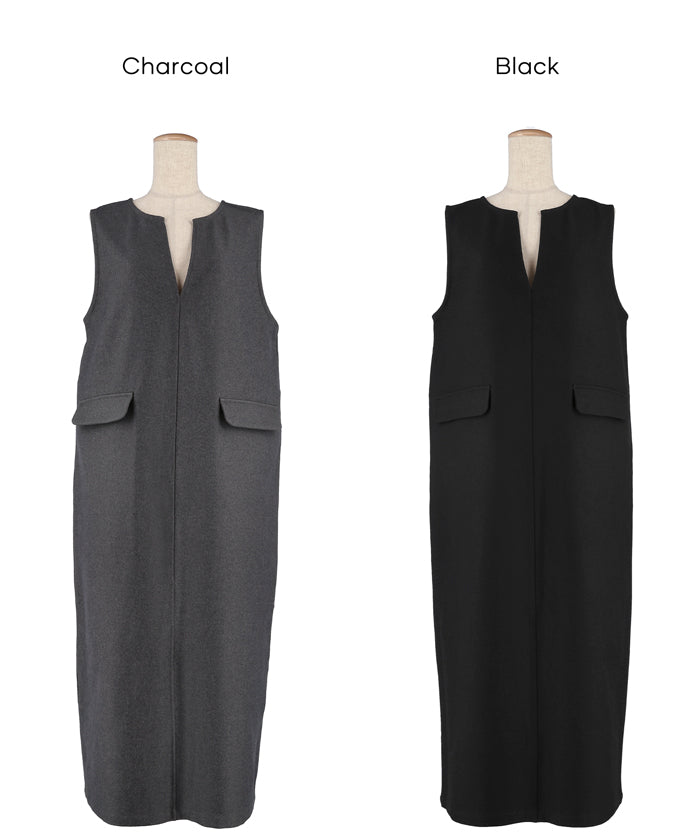 羊毛感斜紋背心裙