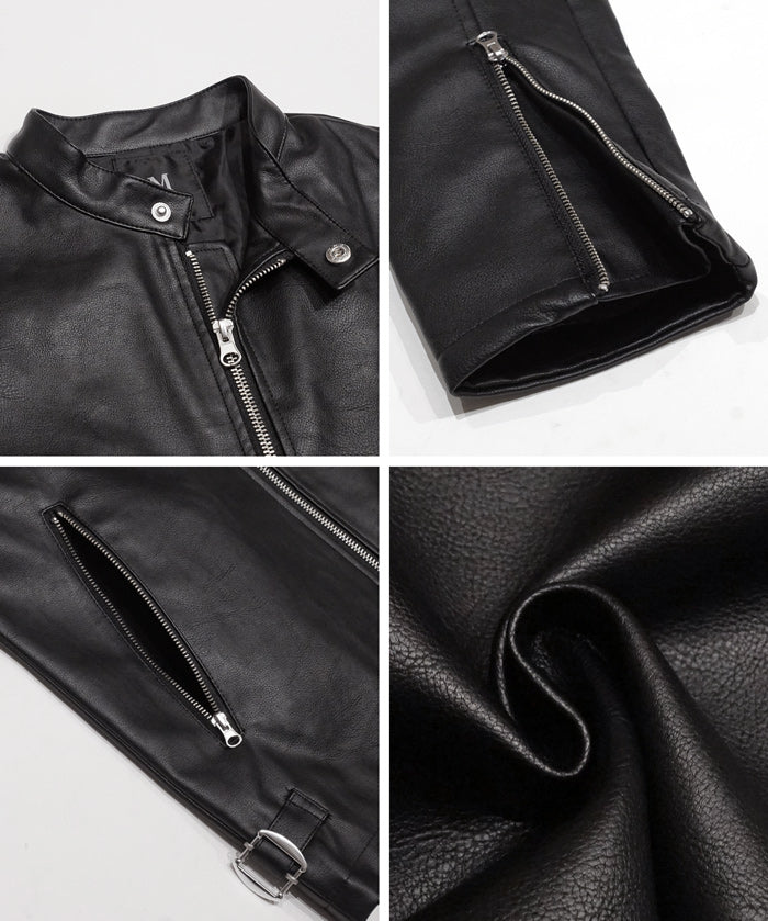 仿皮騎士外套