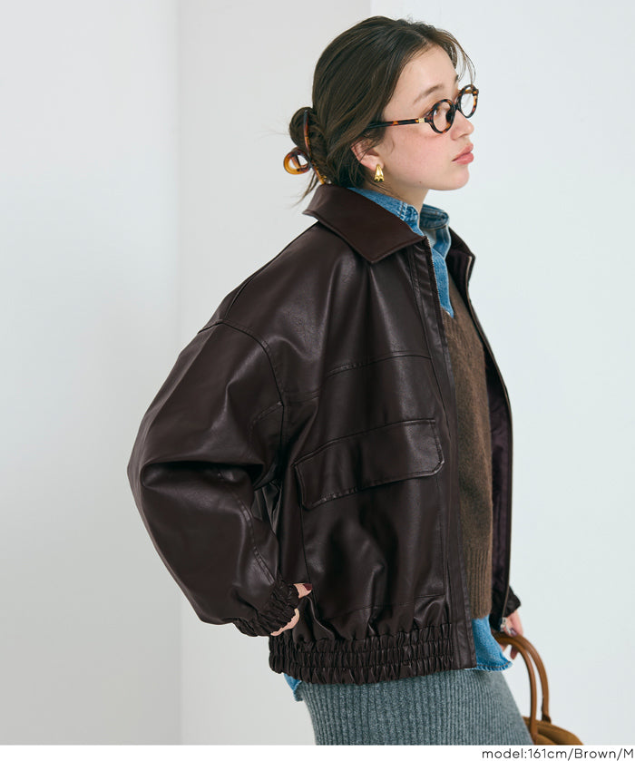仿皮寬鬆外套
