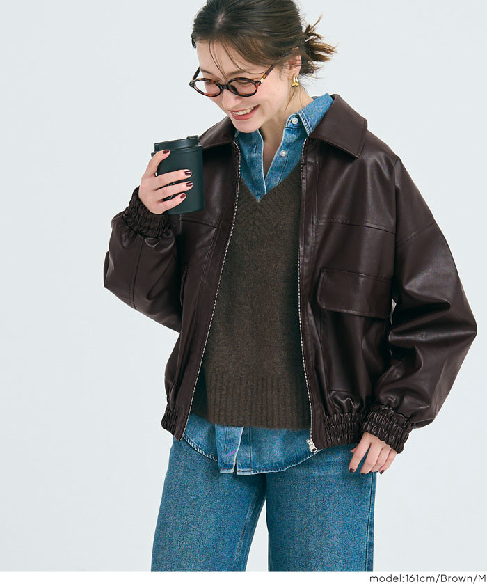 仿皮寬鬆外套