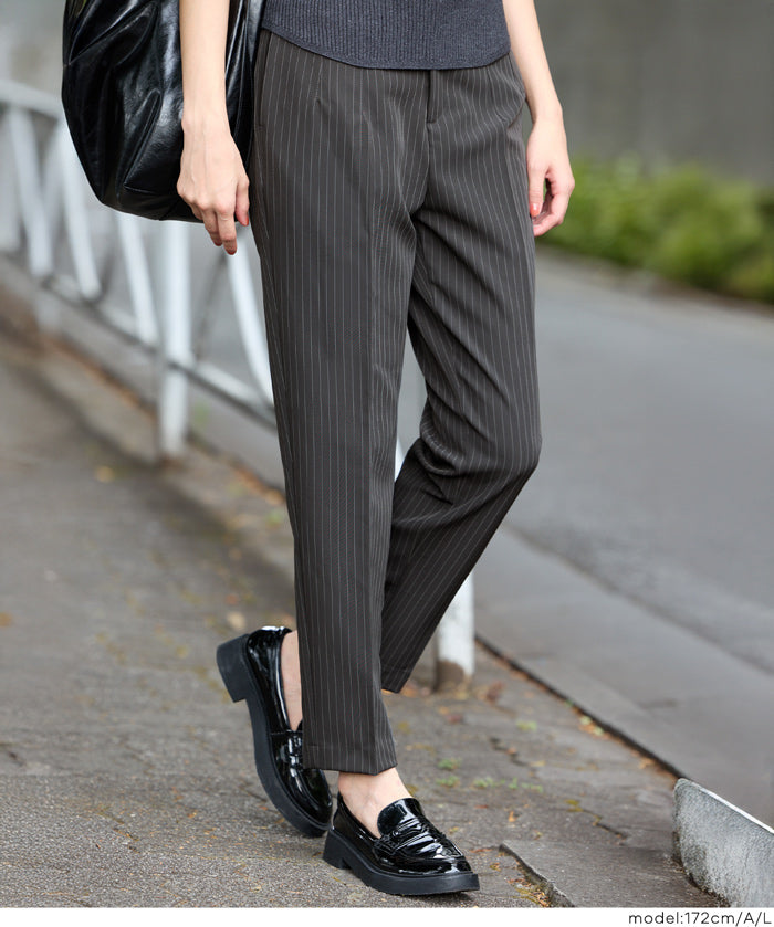 3D彈性美腿高腰錐形西裝褲