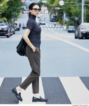 3D彈性美腿高腰錐形西裝褲